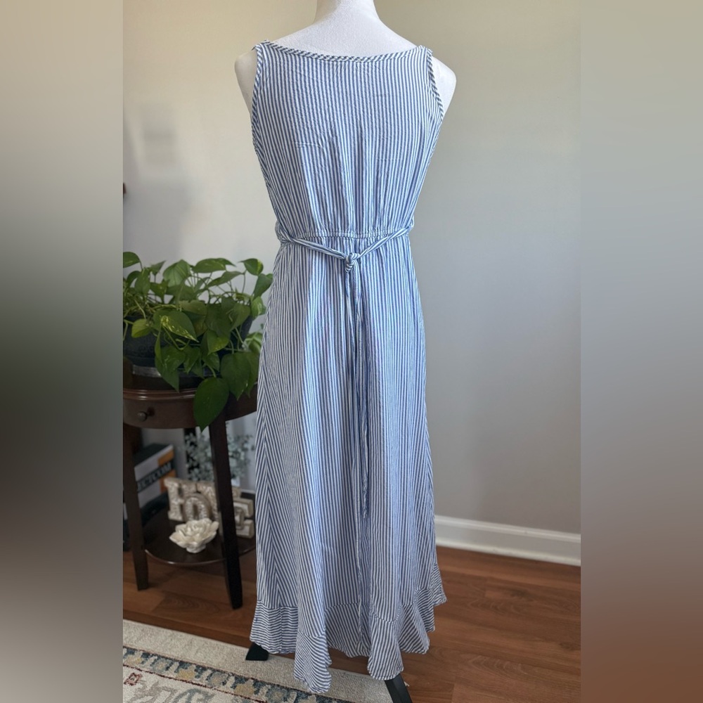 NAIF Sundress, Blue & White Striped with Ruffles - Picture 2 of 5